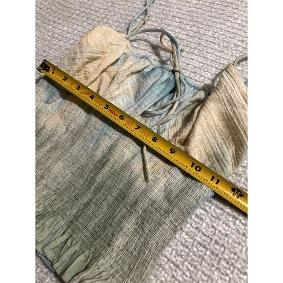 Zara Smocked Ruffle Hem Tie Front Cami Top Size M Sage Green Pastel Cottagecore - Picture 5 of 6